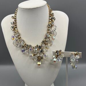 Verified D&E Juliana Clear Cluster Cha Cha Cha Chatons & AB Necklace Set JP429